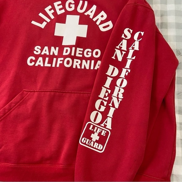 2/40$ LIFEGARD D.B.Wear hoodie red Lifegard sweater cotton oversized shirt SMALL - Picture 3 of 11